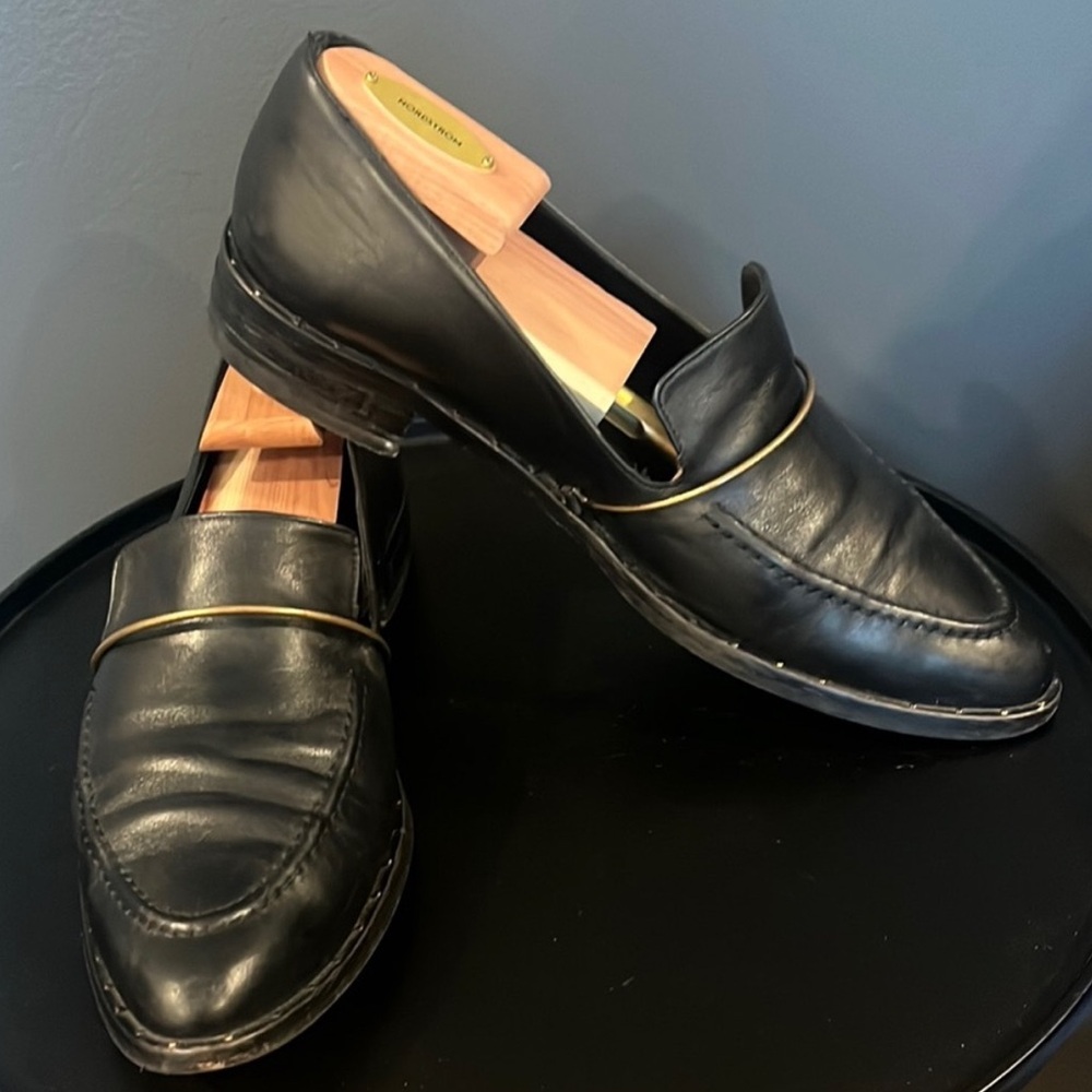 Freda Salvador Black Leather Loafers 9.5